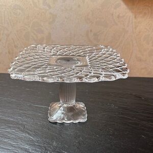 LE Smith Trellis Square Glass Cake Stand